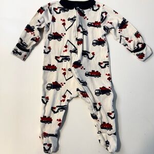 Old Navy Cream and Red Baby Footie Pajamas 3-6mo